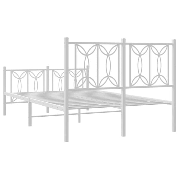 sengeramme med sengegavl og fodgærde 120x200 cm metal hvid