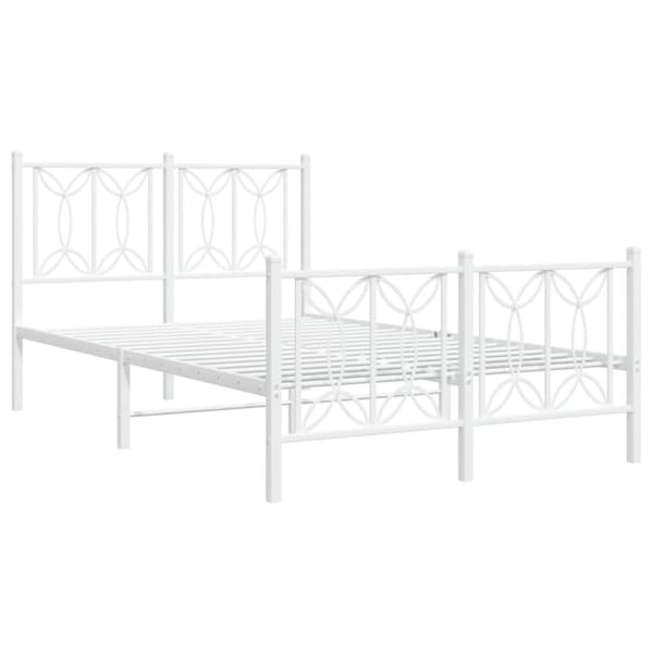 sengeramme med sengegavl og fodgærde 120x200 cm metal hvid