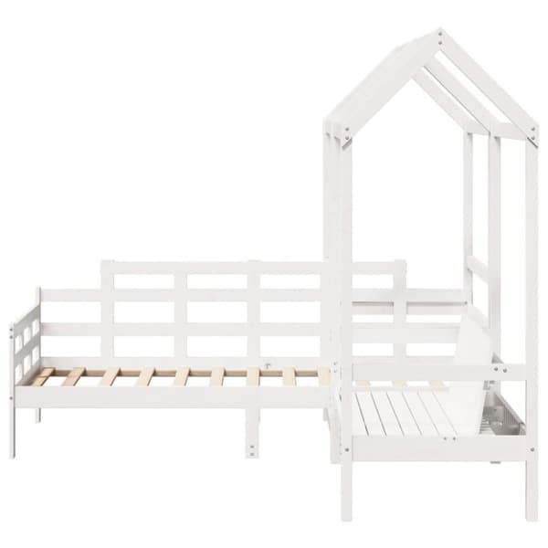 Dagbädd med bänk och tak vit 80x200 cm massiv furu