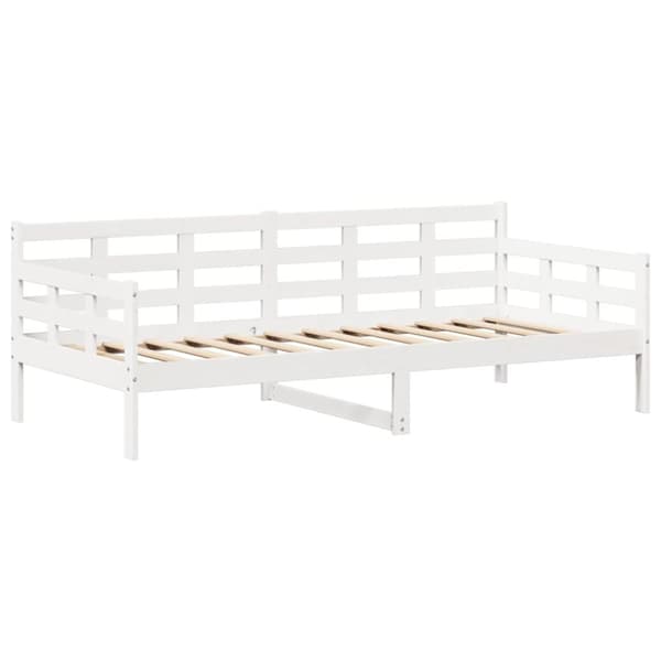 Dagbädd med bänk och tak vit 90x190 cm massiv furu