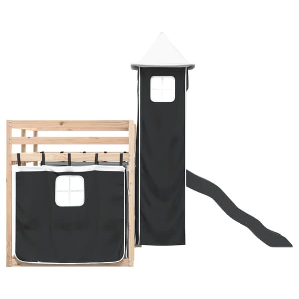 køjeseng med rutsjebane og forhæng 90x200 cm hvid og sort