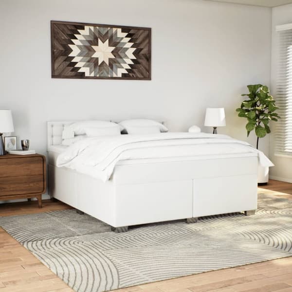 kontinentalseng med madras 180x200 cm kunstlæder hvid