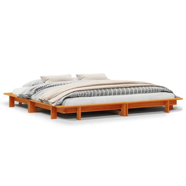 sengeramme uden madras 180x200 cm massivt fyrretræ gyldenbrun