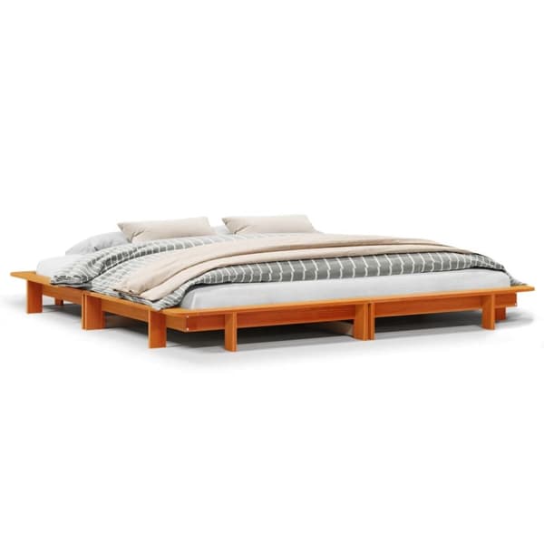 sengeramme uden madras 180x200 cm massivt fyrretræ gyldenbrun
