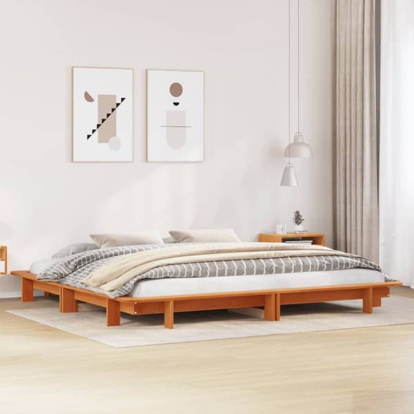 sengeramme uden madras 180x200 cm massivt fyrretræ gyldenbrun