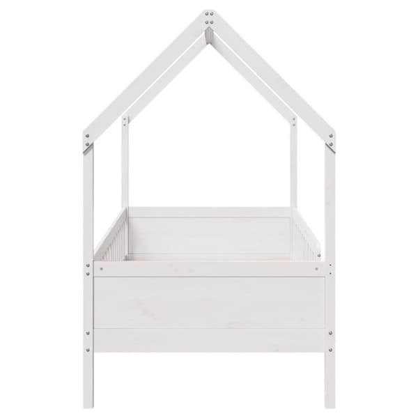 Barnsäng med husram vit 90x190 cm massiv furu