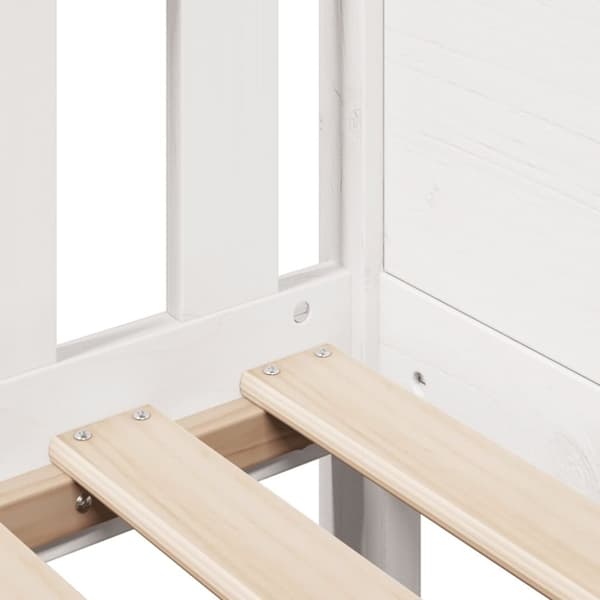 Barnsäng med husram vit 90x190 cm massiv furu