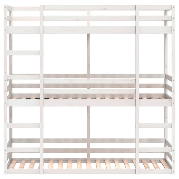 Våningssäng 3 våningar vit 90x190 cm massiv furu