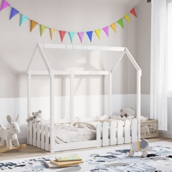 sengeramme til husseng 70x140 cm massivt fyrretræ hvid