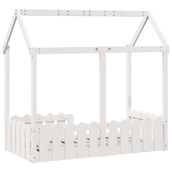 sengeramme til husseng 70x140 cm massivt fyrretræ hvid