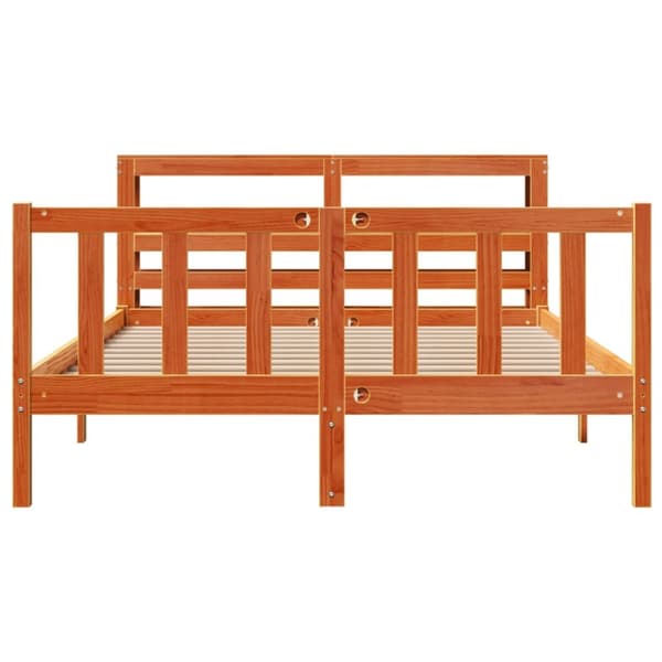 sengeramme med sengegavl 120x200 cm massivt fyrretræ gyldenbrun