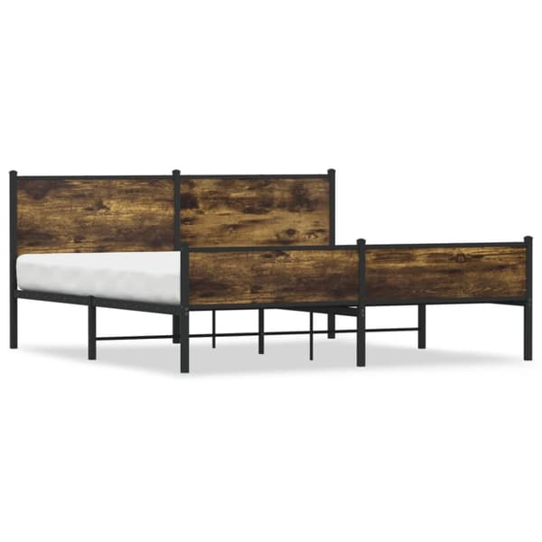 sengeramme uden madras 183x213 cm metal røget egetræsfarve