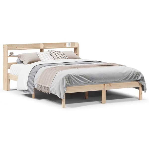 sengeramme uden madras 135x190 cm massivt fyrretræ hvid