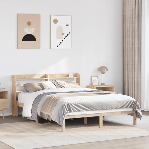 sengeramme uden madras 135x190 cm massivt fyrretræ hvid