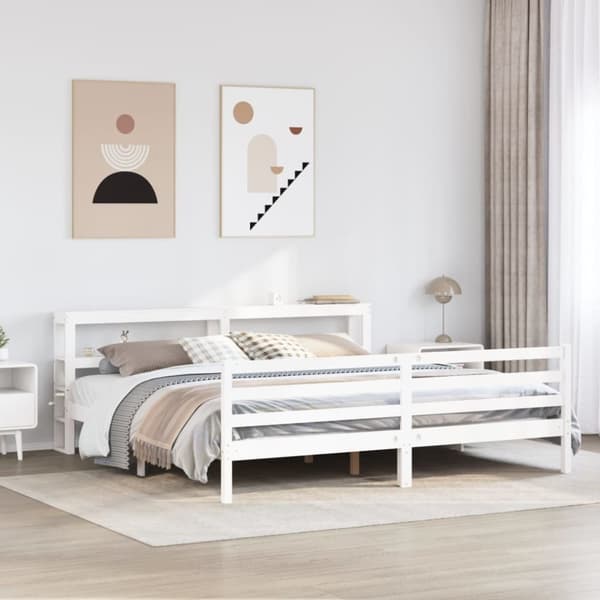Sängynrunko ilman patjaa valkoinen 200x200 cm täysi mänty