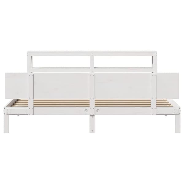 sengeramme med sengegavl 200x200 cm massivt fyrretræ hvid