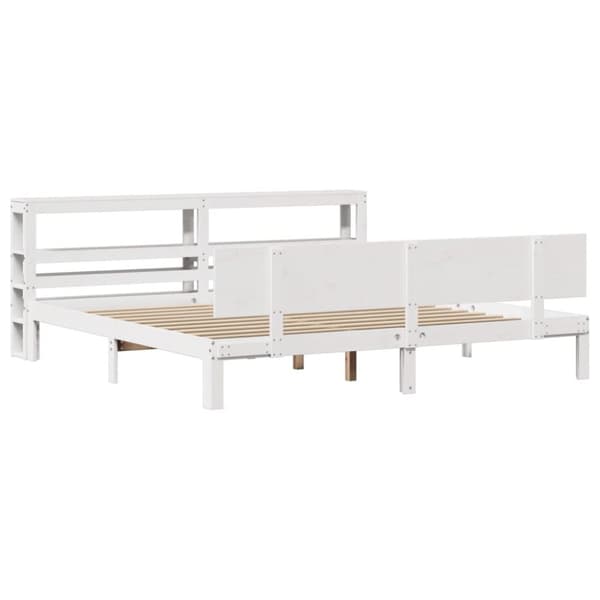 sengeramme med sengegavl 200x200 cm massivt fyrretræ hvid