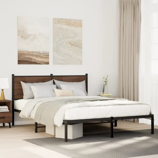sengeramme uden madras 140x190 cm metal røget egetræsfarve