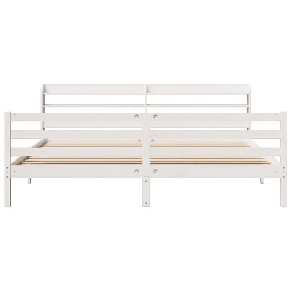 sengeramme med sengegavl 200x200 cm massivt fyrretræ hvid