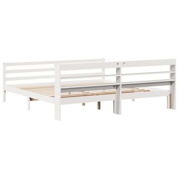 sengeramme med sengegavl 200x200 cm massivt fyrretræ hvid