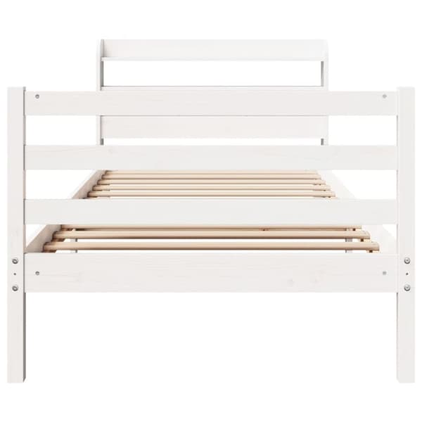 sengeramme med sengegavl 100x200 cm massivt fyrretræ hvid