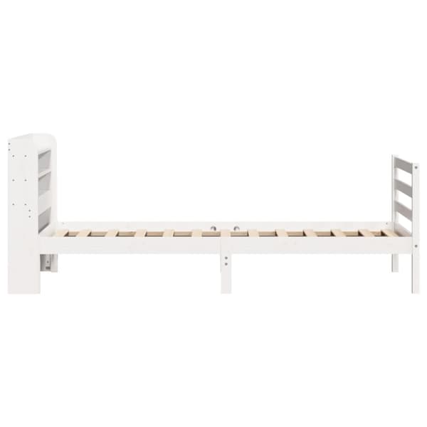 sengeramme med sengegavl 100x200 cm massivt fyrretræ hvid