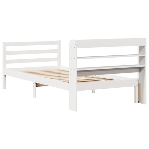 sengeramme med sengegavl 100x200 cm massivt fyrretræ hvid
