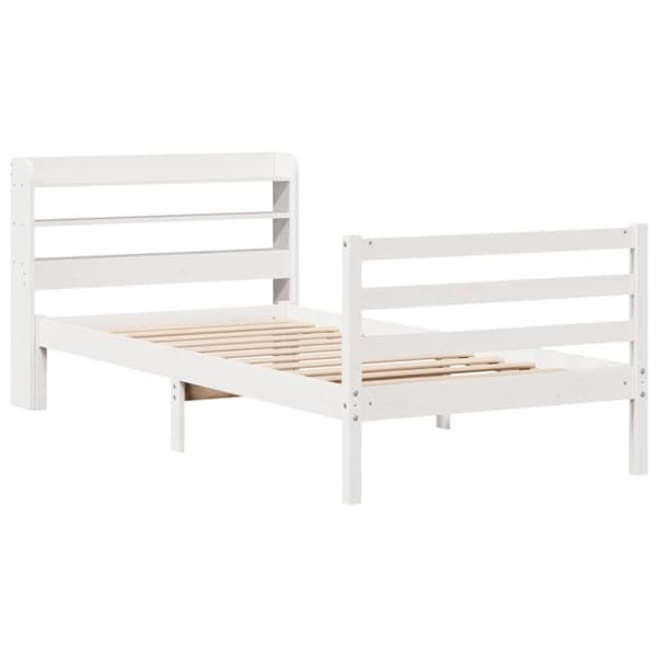 sengeramme med sengegavl 100x200 cm massivt fyrretræ hvid