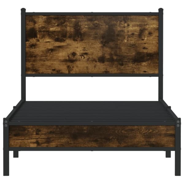 Metallinen sängynrunko päädyllä savutammi 80x200 cm