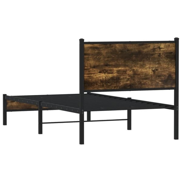 Metallinen sängynrunko päädyllä savutammi 80x200 cm