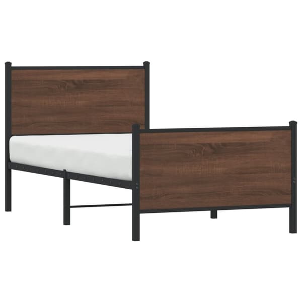 sengeramme 90x200 cm uden madras metal brun egetræsfarve