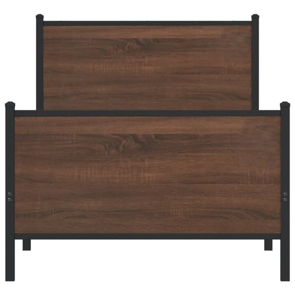 sengeramme 90x200 cm uden madras metal brun egetræsfarve