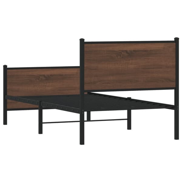 sengeramme 90x200 cm uden madras metal brun egetræsfarve