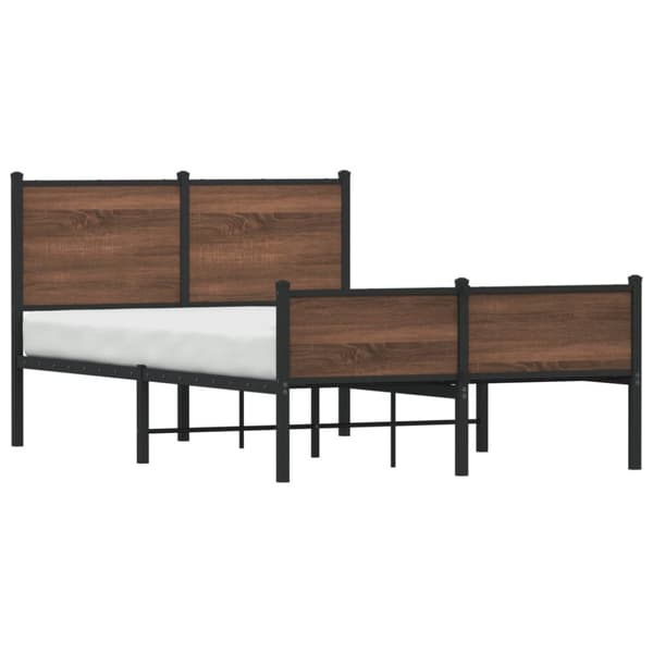 sengeramme med sengegavl og fodgærde 120x200 cm metal brun eg