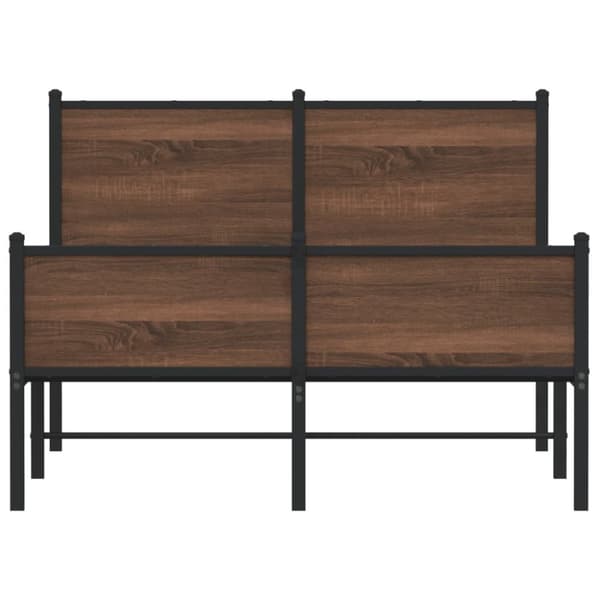 sengeramme med sengegavl og fodgærde 120x200 cm metal brun eg