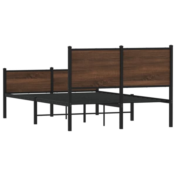 sengeramme med sengegavl og fodgærde 120x200 cm metal brun eg