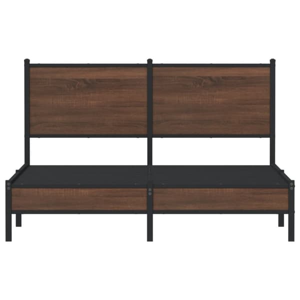 sengeramme med sengegavl 137x190 cm metal brun egetræsfarve