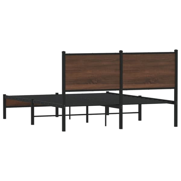 sengeramme med sengegavl 137x190 cm metal brun egetræsfarve