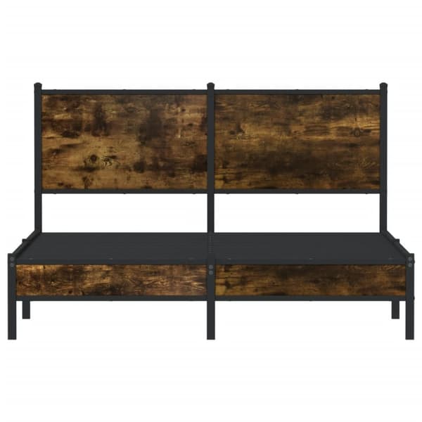 sengeramme med sengegavl 137x190 cm metal røget egetræsfarve