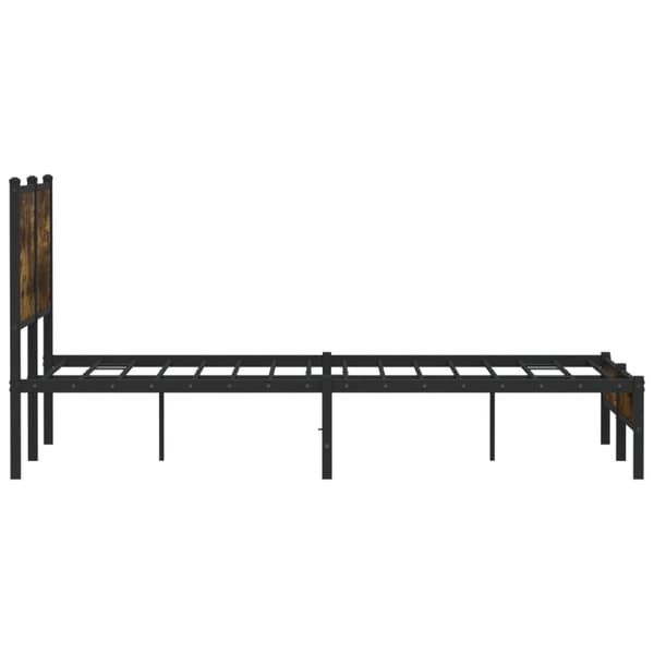 sengeramme med sengegavl 137x190 cm metal røget egetræsfarve