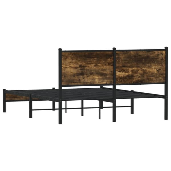sengeramme med sengegavl 137x190 cm metal røget egetræsfarve