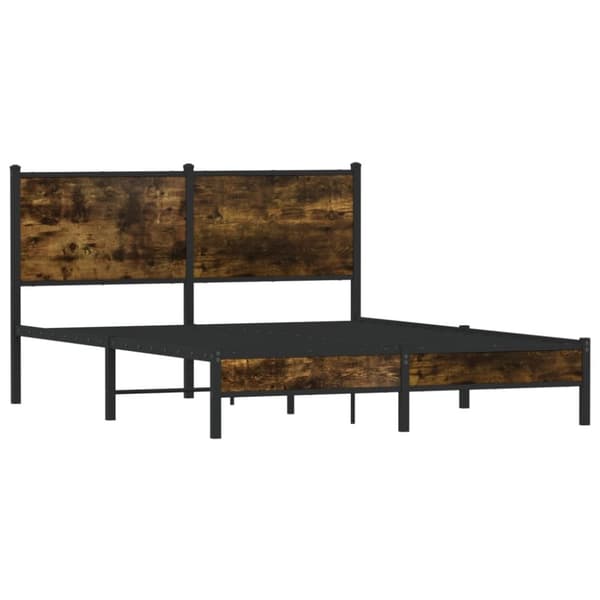 sengeramme med sengegavl 137x190 cm metal røget egetræsfarve