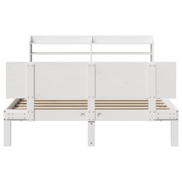 sengeramme med sengegavl 140x190 cm massivt fyrretræ hvid
