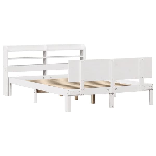sengeramme med sengegavl 140x190 cm massivt fyrretræ hvid