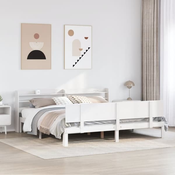 sengeramme med sengegavl 180x200 cm massivt fyrretræ
