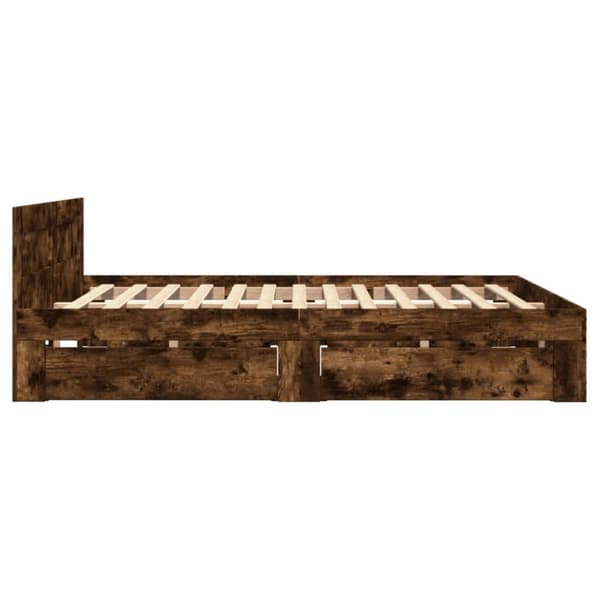 sengeramme med sengegavl 140x200 cm konstrueret træ røget eg