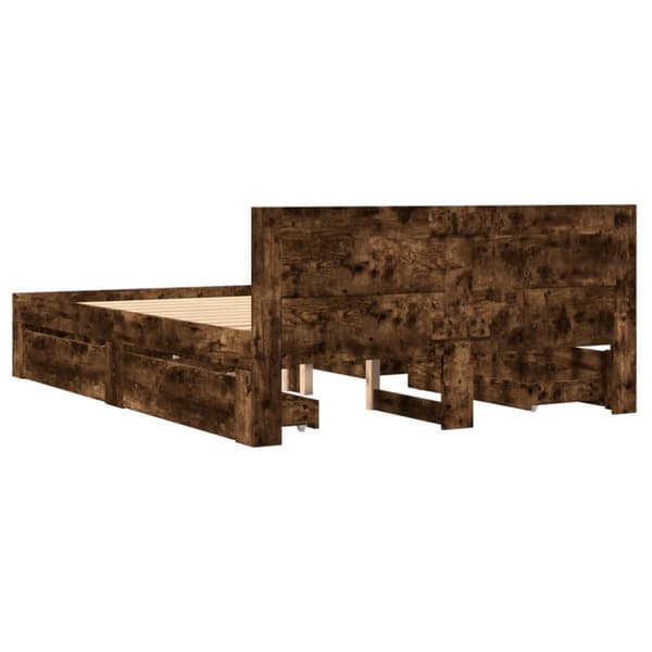 sengeramme med sengegavl 140x200 cm konstrueret træ røget eg