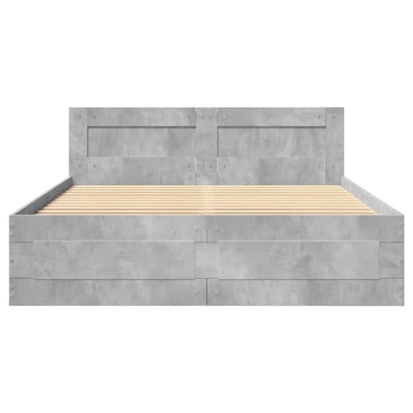 Sängram med huvudgavel betonggrå 120x200 cm konstruerat trä