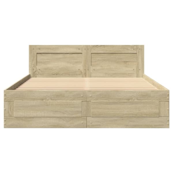sengeramme med sengegavl 140x200 cm konstrueret træ sonoma-eg