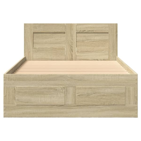 sengeramme med sengegavl 90x200 cm konstrueret træ sonoma-eg